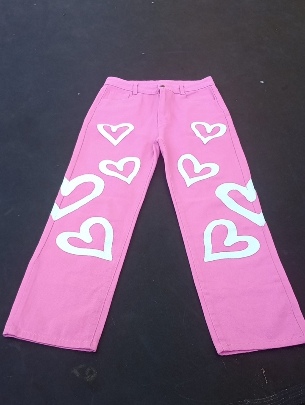 High-Rise Pink Heart Print Women's‎ Jeans